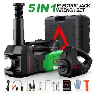 5 in 1 Electric Hydraulic Car Jack 5T DC12V Car Jacks With Impact Wrench Tire Inflator Pump Built-in LED Light