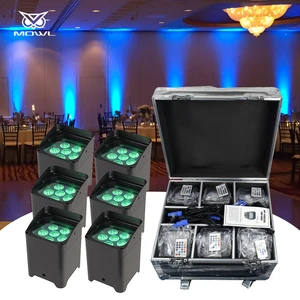 6PCS Rechargeable 6*18W RGBWA UV 6in1 Uplights Par Party Battery Operated Wireless Par LED Wedding Uplights with Charge Case