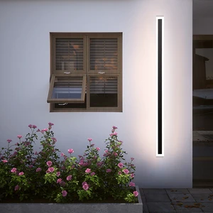 Black Modern Outdoor LED Linear Wall Light Waterproof Garden Surface Mounted Lighting Wall Lamp