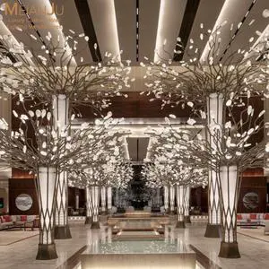 Luxury Modern Tree-Shaped LED Floor Lamp With E27 Base And Acrylic Leaves For Hotel Lobby & Villa Customizable Artistic Lighting
