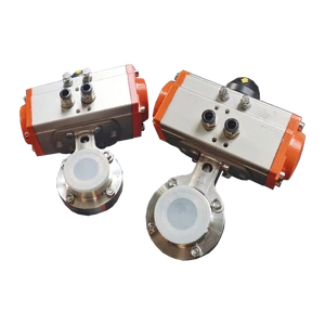 Aseptic Pneumatic Flanged Butterfly Valve, Electropolished 316L & PTFE Seat, or WFI,Pure Steam & Bio-Process