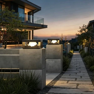 Durable IP65 Outdoor Garden Pillar Light Stainless Steel Glass with LED for Landscape Front Wall Garden Gate Wall Guardrail
