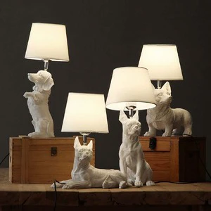 Home Decor Modern Resin Animal Table Lamp For Kid Bedroom Creative Dog Monkey Bird Sculpture Living Room Decor Fabric Lamps OEM