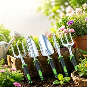 Ergonomic Aluminium Alloy Soft Grip Hand Operated Garden Tool Set (5-Pack) for Indoor & Outdoor Gardening-OEM Customizable
