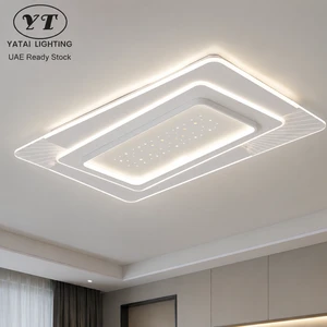 Modern Rectangular Acrylic Iron Led Ceiling Light Surface Mounted Tri Color For Living Room Bedroom 105cm 65cm