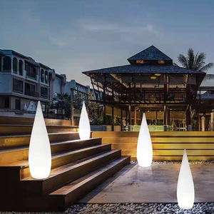 Large LED Floor Lamp Outdoor Solar Lights For Garden Decor Battery-Powered Rechargeable Waterdrop Design For Outdoor Christmas