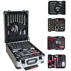 187pcs Car Repair Tool Box Spanner Socket Wrench Mechanic Hand Tool Kit Set in Aluminium Suitcase for Bike Automobile Repairing