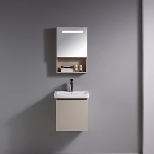 Aluminum Bathroom Cabinet Vanity Mirror Lamp Modern Design Water Resistant Ceramic Basin Small Size Customizable Hotel Use