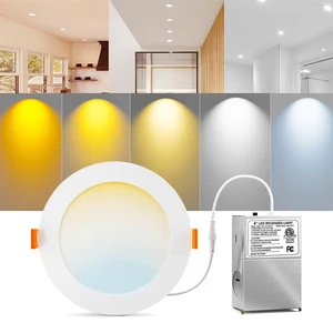 12 Packs 6 Inch 12W Modern 5CCT Dimmable Ultra-Thin IP44 ETL Certified Aluminum Recessed LED Ceiling Light for Home Room Hotel