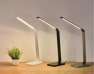 Modern LED Folding Desk Lamp with Dimming Color-Reading Wireless USB Charging Port Touch Control Aluminum Construction