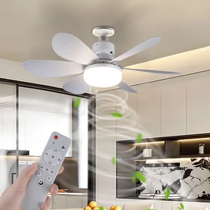 Modern LED Fan Light E27 Remote Control 3 Colors Changeable 3 Wind Speed 52CM 40W AC85-265V Ceiling Fan Light for Bedroom