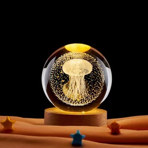 Crystal Ball Small Night Light 3D Inner Engraving Colorful Light Factory Wholesale 60mm 80mm Crystal Night Lamp Christmas