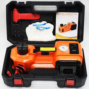 Car Repair 12V DC 3 in 1 Tire Inflator and Flashlight with Electric Impact Wrench 5T Electric Hydraulic Car Floor Jack