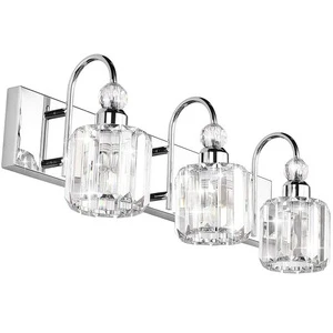 Modern Crystal Shade Bathroom Vanity Lighting Wall Sconce Fixtures Over Mirror Vanity Lights for Bathroom Brushed Nickel