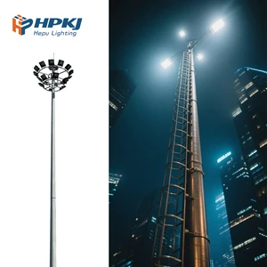 High Mast Light Pole Galvanized Steel Outdoor Stadium Floodlight Tower for Sports Field, Airport, Harbor