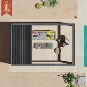 Sunproof Aluminum Awning Louver Solar Pergola Roof with Led Light Ideal Backyard Garden Poolside Retractable Pergola