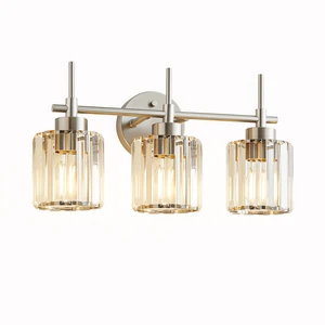 Modern 3-Light LED Wall-Mounted Bathroom Vanity Light with Transparent Shade Dimmable Clear Glass Lamps for Living Room