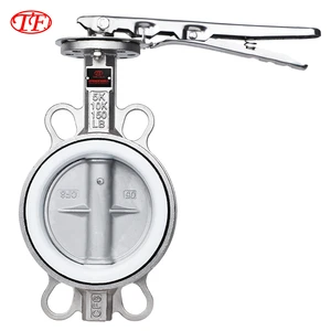 TF D71X Soft Seal Stainless Steel Wafer Type Butterfly Valve SS304 CF8 SS316 CF8M PTFE For Water Media Manual Power