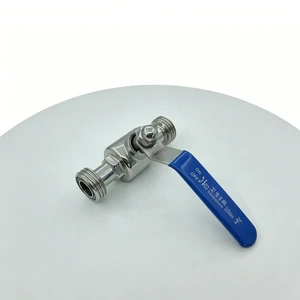 Two Way Male Thread Sanitary Ball Valve Stainless Steel Hygienic Manual Ball Valve With Blue Plastic Handle