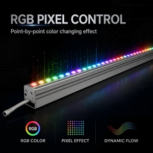 Outdoor Programmable DMX512 RGBW LED Ra90 CRI Dimmable Aluminum Linear Lamp Building Exterior Wall Decoration IP65 Wall Washer