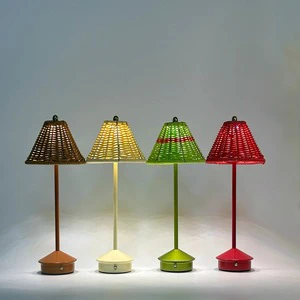 LED Rechargeable PC Rattan Metal Decorative Small Table Lamp Home Decoration Living Room Bedroom Atmosphere Bedside Night Light
