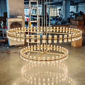 Elegant American Modern Luxury Brass Hanging Pendant Light Home Decor Crystal Chandelier For High Ceiling Stairs Living Room