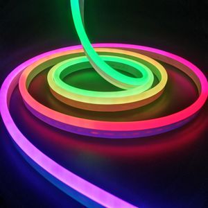 RGBIC Pixel Neon Silicone Flexible Rope Light 24V RGB Rope Strip Flex Led Neon Light For Bedroom Gameroom Room Decor