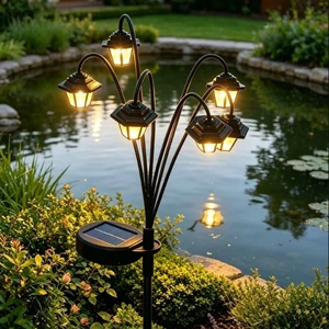 Outdoor Solar Lantern Garden Light Waterproof Hanging Vintage Decorative LED Lantern For Patio Yard Pathway