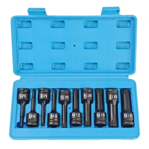 Impact Wrench Compatible 12-Point Socket Set 1/2 Inch 78mm 10 Pcs M5 M6 M8 M9 M10 M12 M14 M16 M17 M18