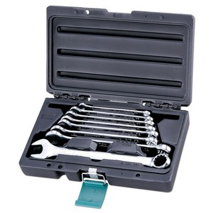 8 Piece Standard Combination Wrench Set Chrome Vanadium Steel Metric Open Ring End Spanners Hard Case Automotive Repair Hand