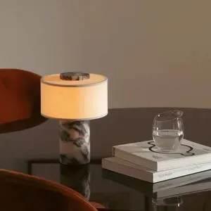 Portable Luxury Stone Ambient Rechargeable Desk Lamp for Bedroom, Study, Hotel Bar, Bedside, Dining Table, and Desk