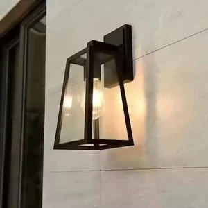 Outdoor Black LED Wall Light Exterior Garden Waterproof Outdoor Glass LED Wall Mounted Lamps