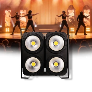 Stage Light 4x100W COB LED High Brightness Dance Floor Audience Blinder Spotlights Warm White DMX512 Strobe Forced Air Cooling