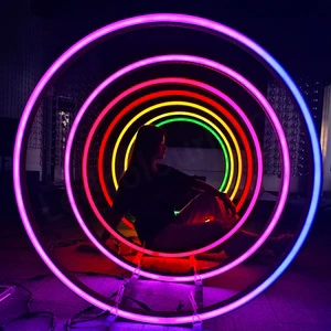 2025 New Product 1M DMX RGB Pixel Led Ring Light Stage Lights Tunnel Circle Ring Hanging Light For Nightclub Bar Even Decoration