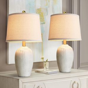 Rustic Ceramic Small Table Lamps For Living Room Bedroom Farmhouse Vintage Nightstand Lamps For Office Entryway End Table
