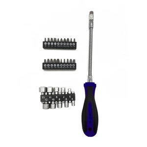 31PC Screwdriver Set 1/4 In Socket Bits Kit With Flexible Shaft And Soft Case