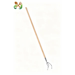 Long Ash Wood Handle Stainless Steel 3 Tine Garden Cultivator Rake Hand Soil Loosening Tool For Backyard Farm Planting Weeding