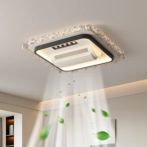 Modern Silent Bladeless LED Ceiling Fan Light with Remote Control AC Motor Eye Protection Home Bedroom Living Room Fan Lamp