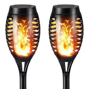 Solar Torch Lamp for Outdoor Garden and Courtyard Landscape-Solar Powered LED Lawn Lights with IP55 Rating Warm White (3500K)