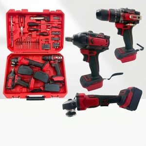 3 in 1 Power Tool Combo Kit Cordless Drill + Impact Wrench + Angle Grinder Lithium Battery Tool Set