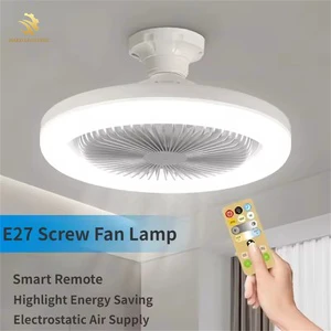 Custom Hot Sale LED E27 Converter Base Smart Silent Ceiling Fans for Bedroom Living Room