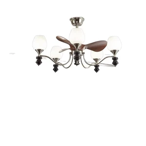 New Chinese Style Industrial Iron Fan Chandelier Remote Control Warm White LED for Living Room Bedroom Dining Room Study Lamp