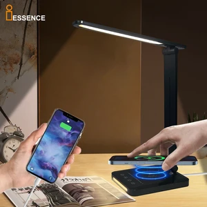New Design Touch Control Slide Dimming Adjustable Folder Rotate Table Desk Book Reading Light Lamp With Wireless Charger