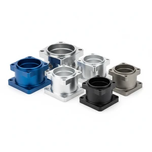 High Precision CNC Machined Aluminum Square Flange Pneumatic Cylinder Housing Hard Anodized Air Valve Cavity