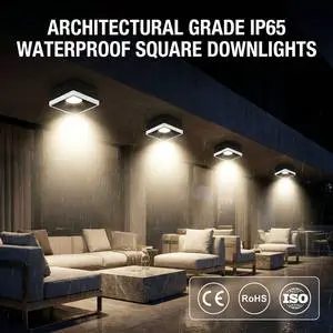 Architectural IP65 Waterproof Square Surface Mounted LED Downlight Modern Exterior Ceiling Spotlight Black White 10W 20W