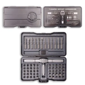 64-Piece Precision Ratchet Screwdriver Set Aluminum Handle Phillips+Trox+Pentalobe Bits OEM Multi-Function Repair Toolkit for