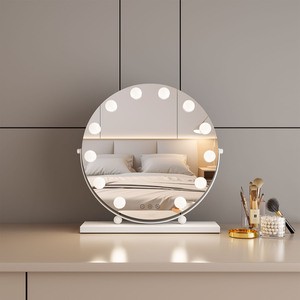 12 Dimmable Bulbs Touch 12v Adapter Desktop Round White Make Up Light Vanity With Led Makeup Bulb Mirror