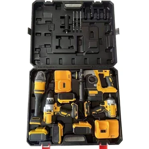 Factory Direct Sales Low-cost 21V Cordless Brushless Large Capacity Lithium Battery Aluminium Alloy OEM Four-piece Electric