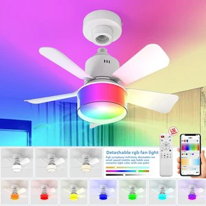 LED Ceiling Fan Light E27 with Remote Control Dimming 6-speed Adjustable Wind Speed Suitable for Living Room Study Home Use