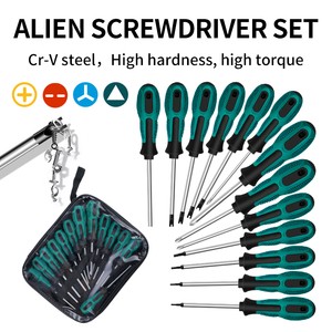 13-in-1 Ergonomic Irregular Magnetic Screwdriver Set, Chrome-plated PP+TPR Handle, Multi-purpose DIY/Industrial OEM Tool